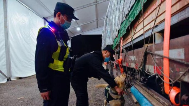 第四屆進(jìn)博會(huì)進(jìn)入布展階段，首輛貨運(yùn)車(chē)通過(guò)遠(yuǎn)程安檢進(jìn)入“四葉草”